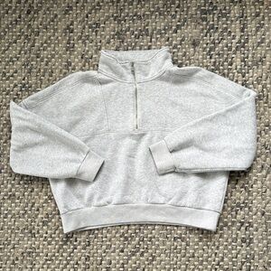 Abercrombie & Fitch Light Gray Fleece Quarter-Zip